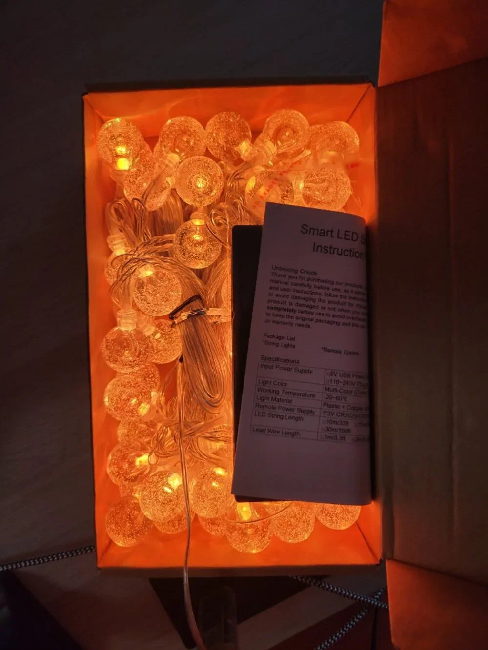 Smart Color Changing Fairy String Lights, USB, 33FT 60LED APP Control, NIB